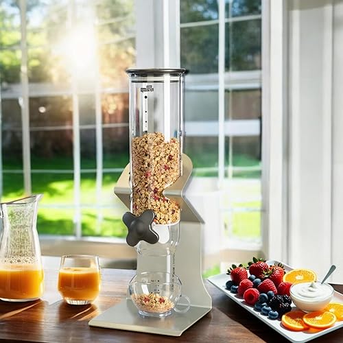 Dispensador de productos secos y aperitivos con soporte de acero, 13 onzas