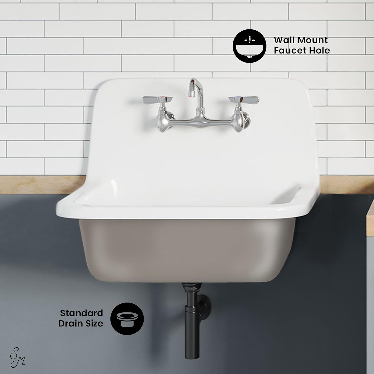 Swiss Madison Loire 22" Cast Iron Rectangle Wall-Mounted Sink in Glossy Taupe