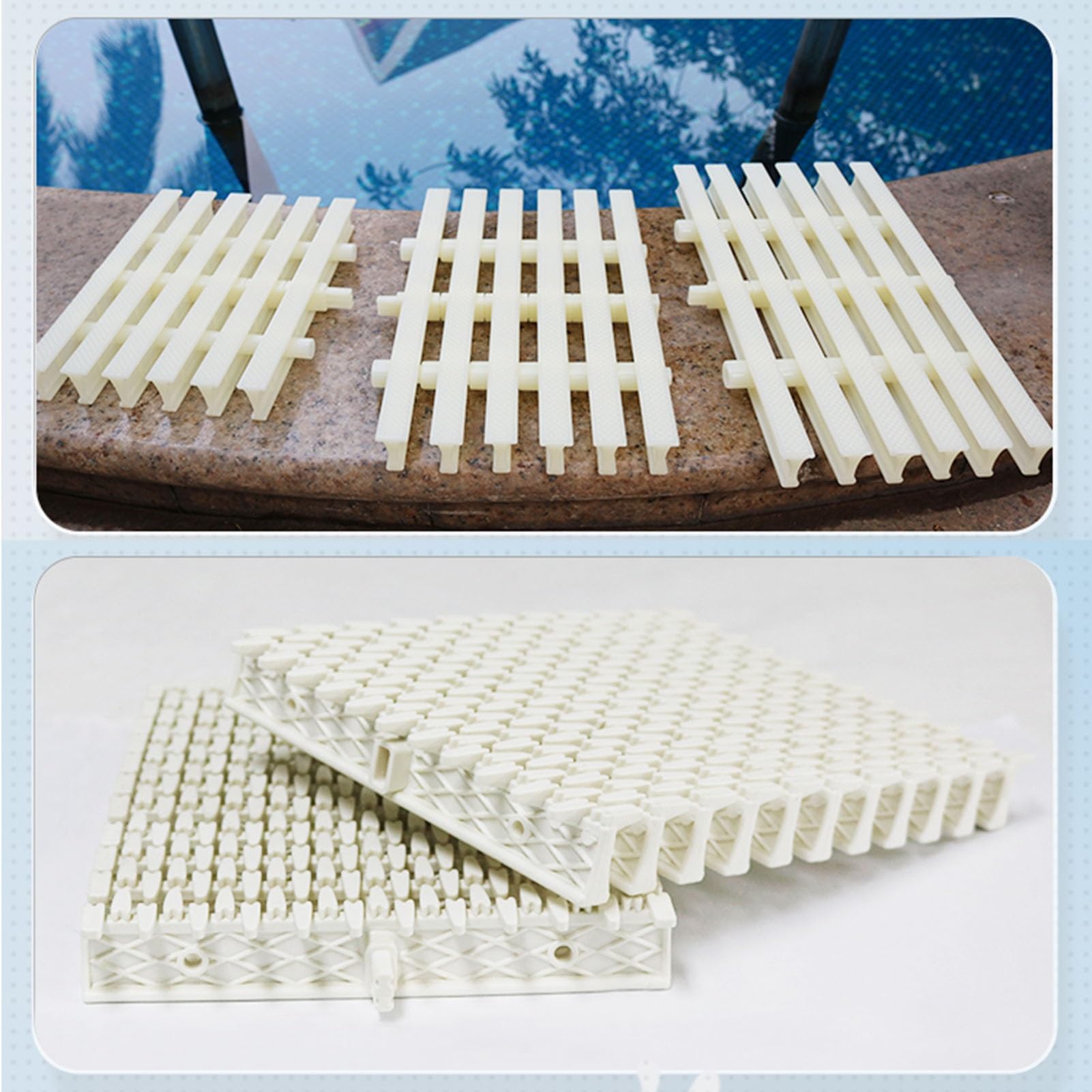 Rejilla de desagüe para Piscinas, Alfombrilla de canaleta de plástico ABS Duradera, Rejilla de desagüe empalmable para Interiores/Exteriores, 20x100 cm, Juego de 6 para una gestión eficiente