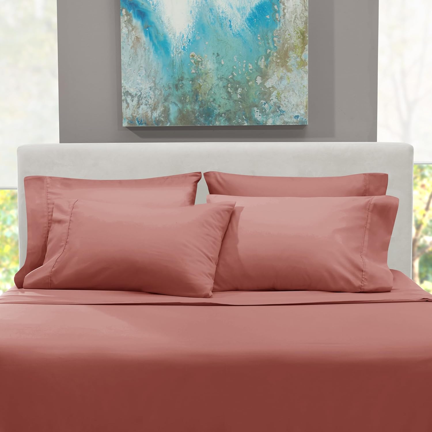 Hearth & Harbor Extra Deep Pocket Sheet Sets, Luxury Soft 6 Piece Bed Sheet Set Fits Mattress 18-24 Inches - Full, Pink Clay - Image 7