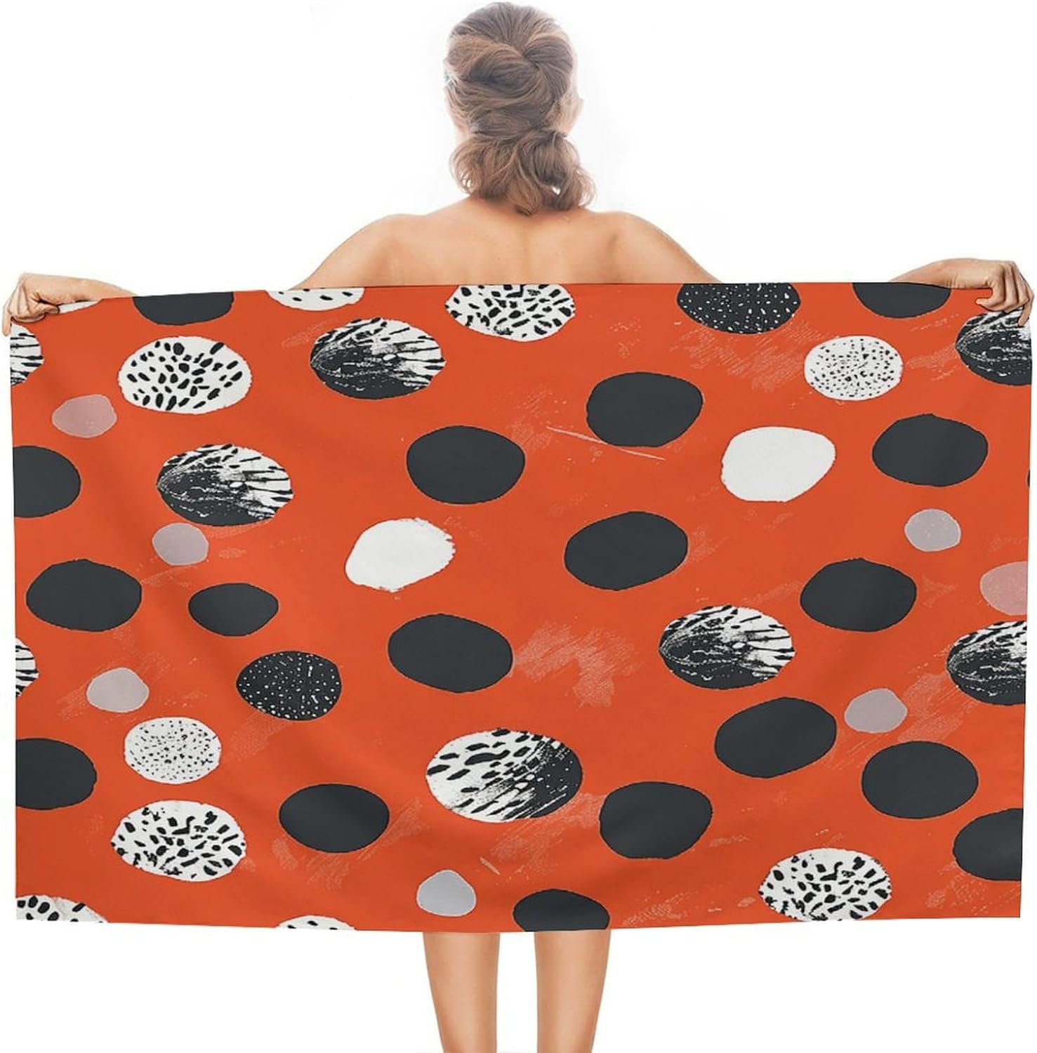 Swimming Towel, Red and Gray Shades Printed Fashion Towel,Portable Towel,Durable Towel