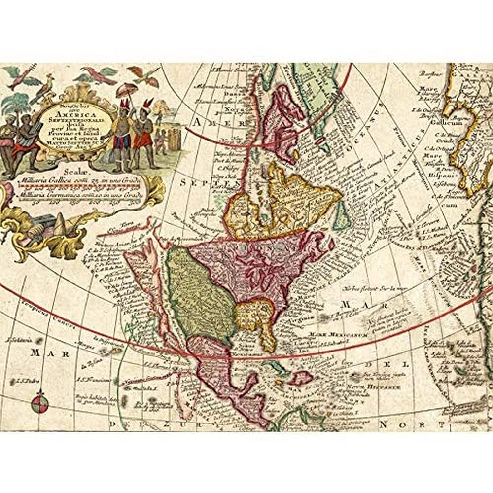 Seutter 18th Century Pictorial Map North America Unframed Wall Art Print Poster Home Decor Premium