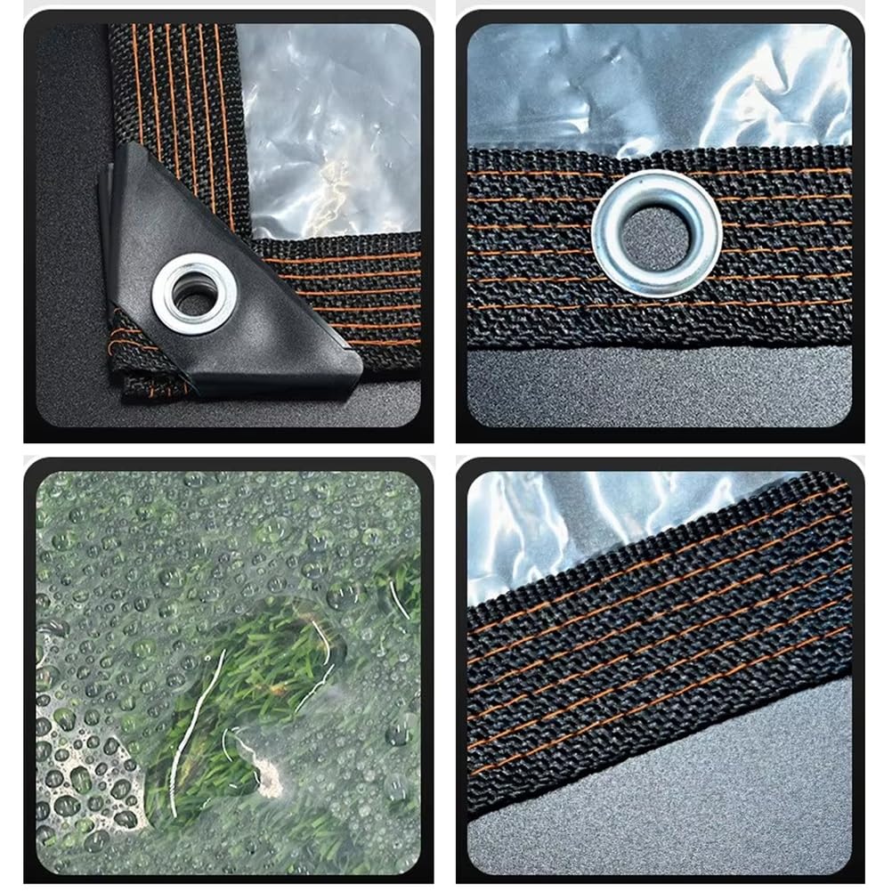 Przezroczysta plandeka z polietylenu, wodoodporna, 0,12 mm, przezroczysta, poliestrowa z oczkami, do ogrodzenia, kurnika, płócienna, chroniąca ciepło, 10 x 12 m