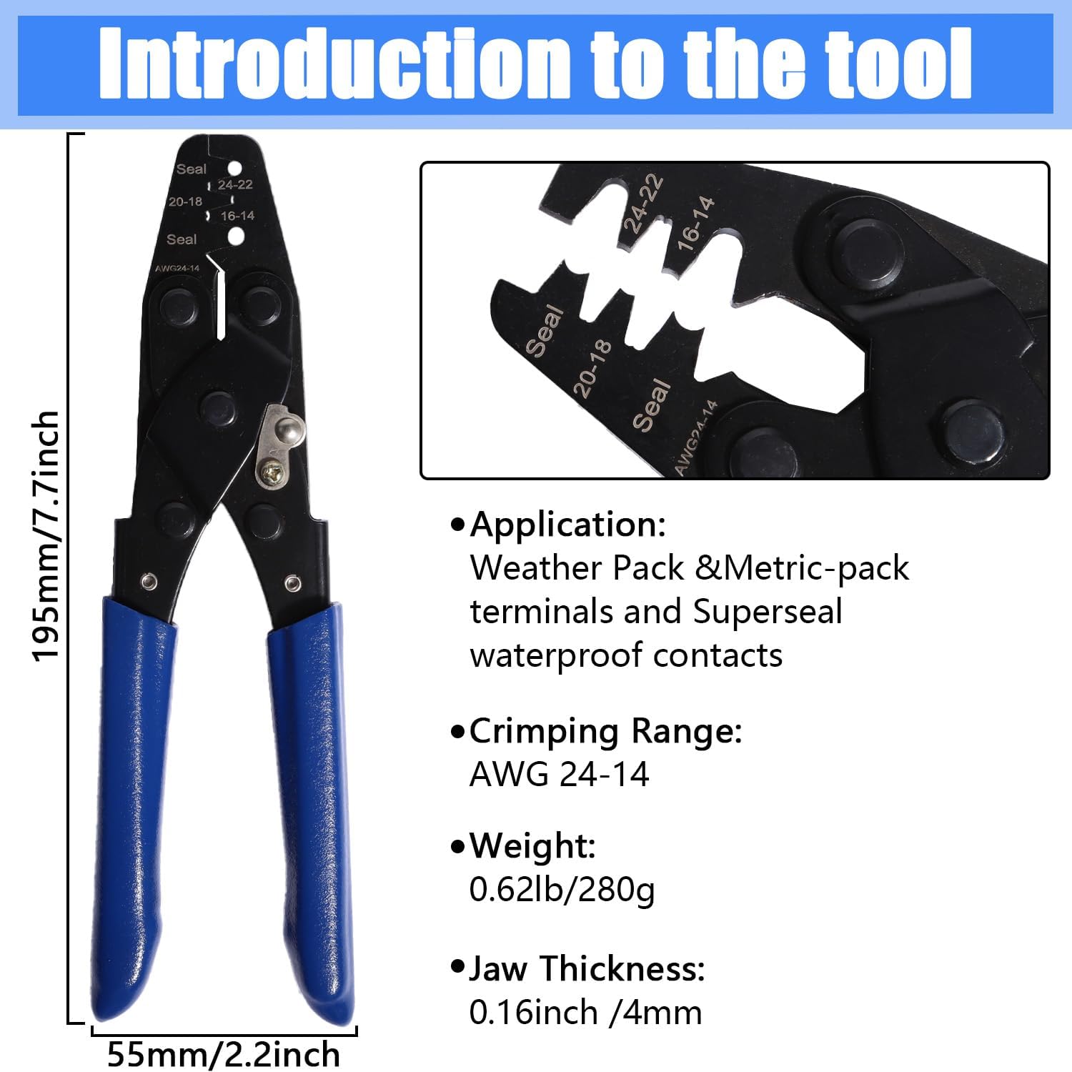 Connector Terminal Pin Wire Harness Automotive Car Electrical Motorcycle ATV Non Insulated Plug Removal Male Female Crimp Kit 1/1.5/1.8/2.2/2.8/3.5mm Crimping Tool Crimper Set