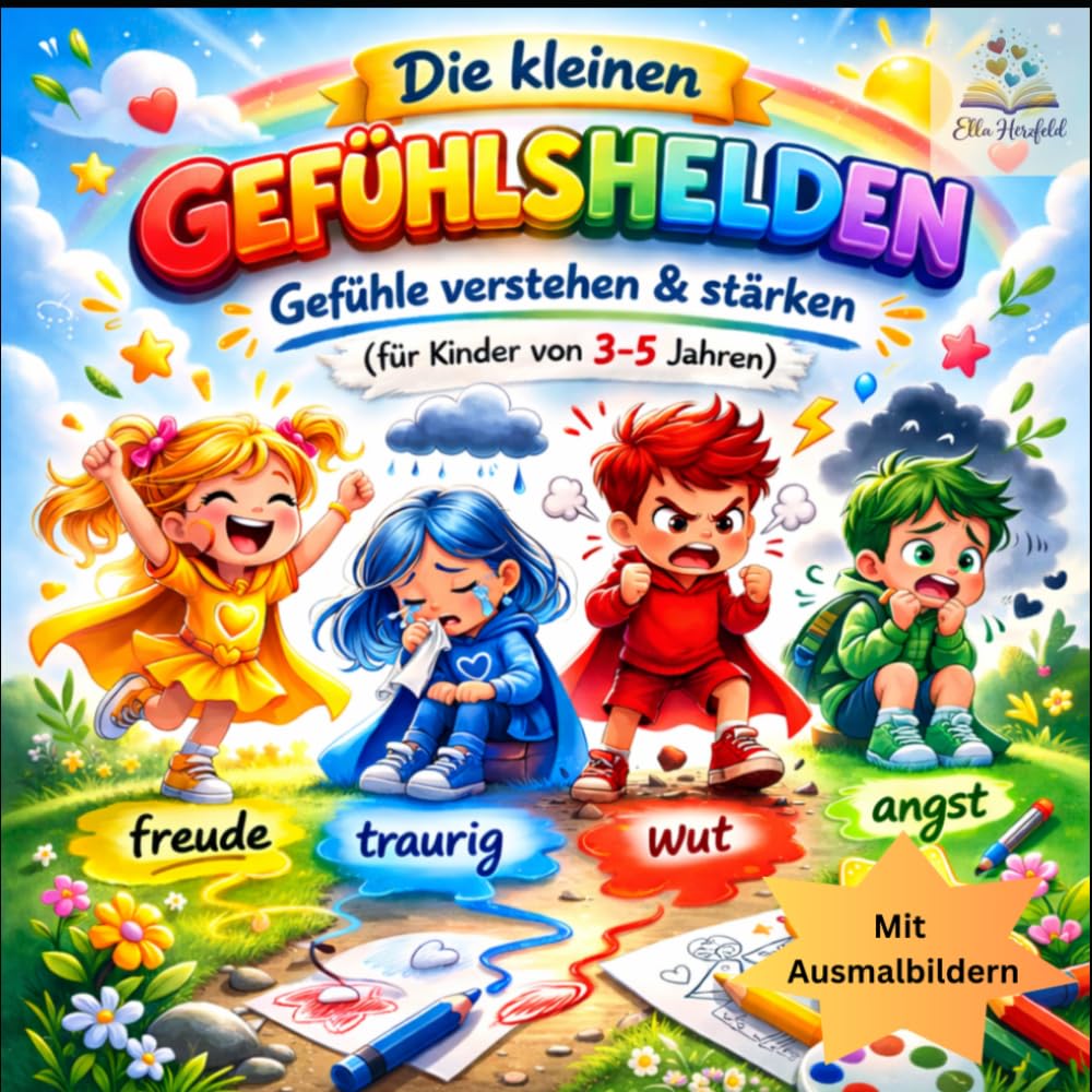 Die kleinen Gefühlshelden: Gefühle verstehen & stärken – Ein liebevolles Kinderbuch über Emotionen mit Geschichten & Ausmalbildern (für Kinder von 3–5 Jahren)