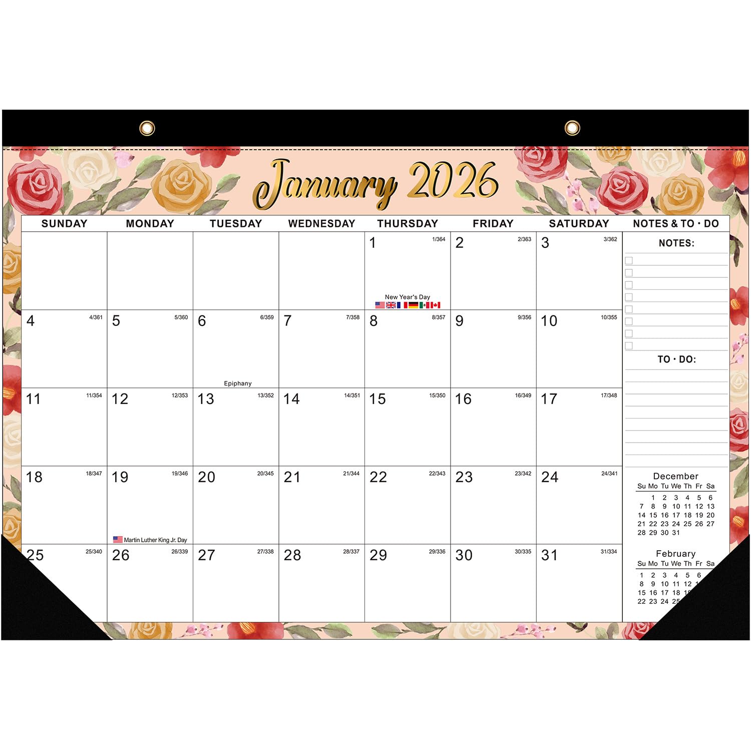 2026 Calendar with Ruled Blocks 18-Month Planner Featuring Premium Paper and Durable Design Stylish Wall Calendar 2026-2027, 43 * 30.5cm