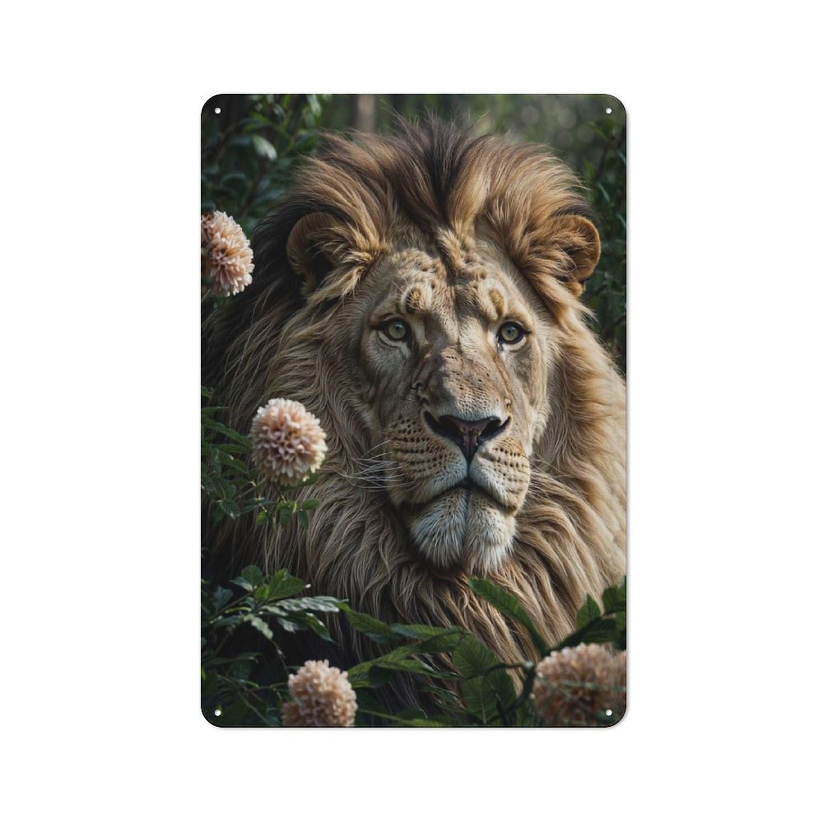 Vintage Majestic Lion Portrait Metal Plaque 30x20cm, Kitchen Wall Decor for Restaurant, Kitchen, Counter Or Breakfast Nook