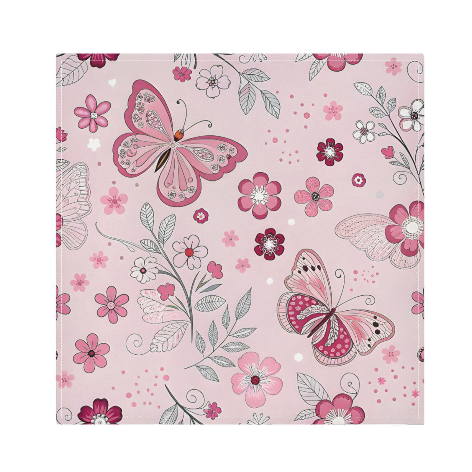 Ttgoth Butterfly Cloth Napkin Set of 4 Washable & Reusable Dinner Napkins for Dining Table, Banquets, Wedding, Party, 50x50 cm
