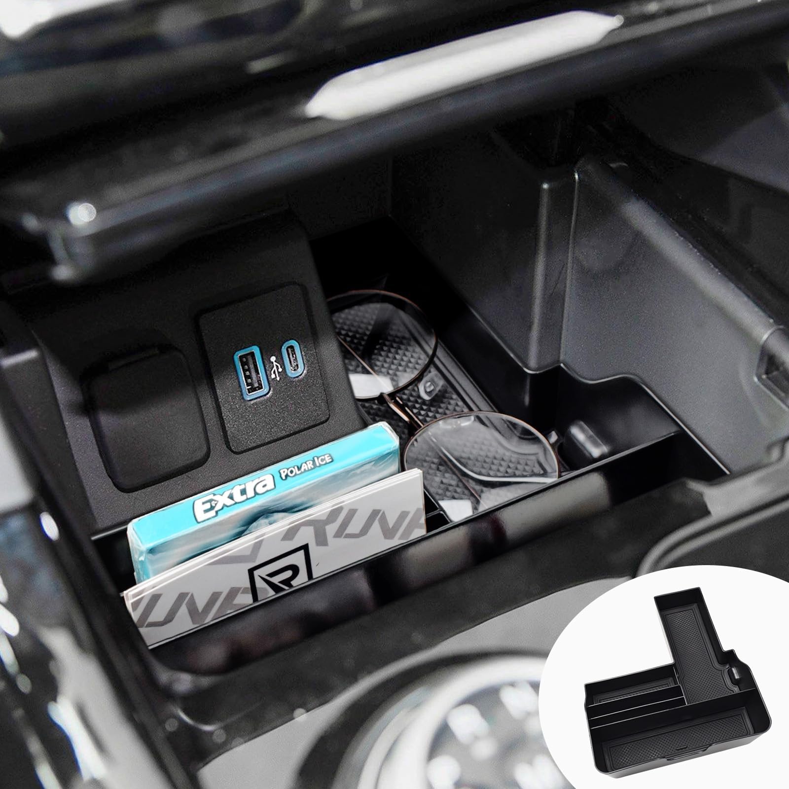 RUNROAD Center Console Organizer Tray Compatible with Ford Explorer 2024 2023 2022 2021 2020 Accessories, Armrest Organizer Tray Secondary Storage Box Middle Console Compartment