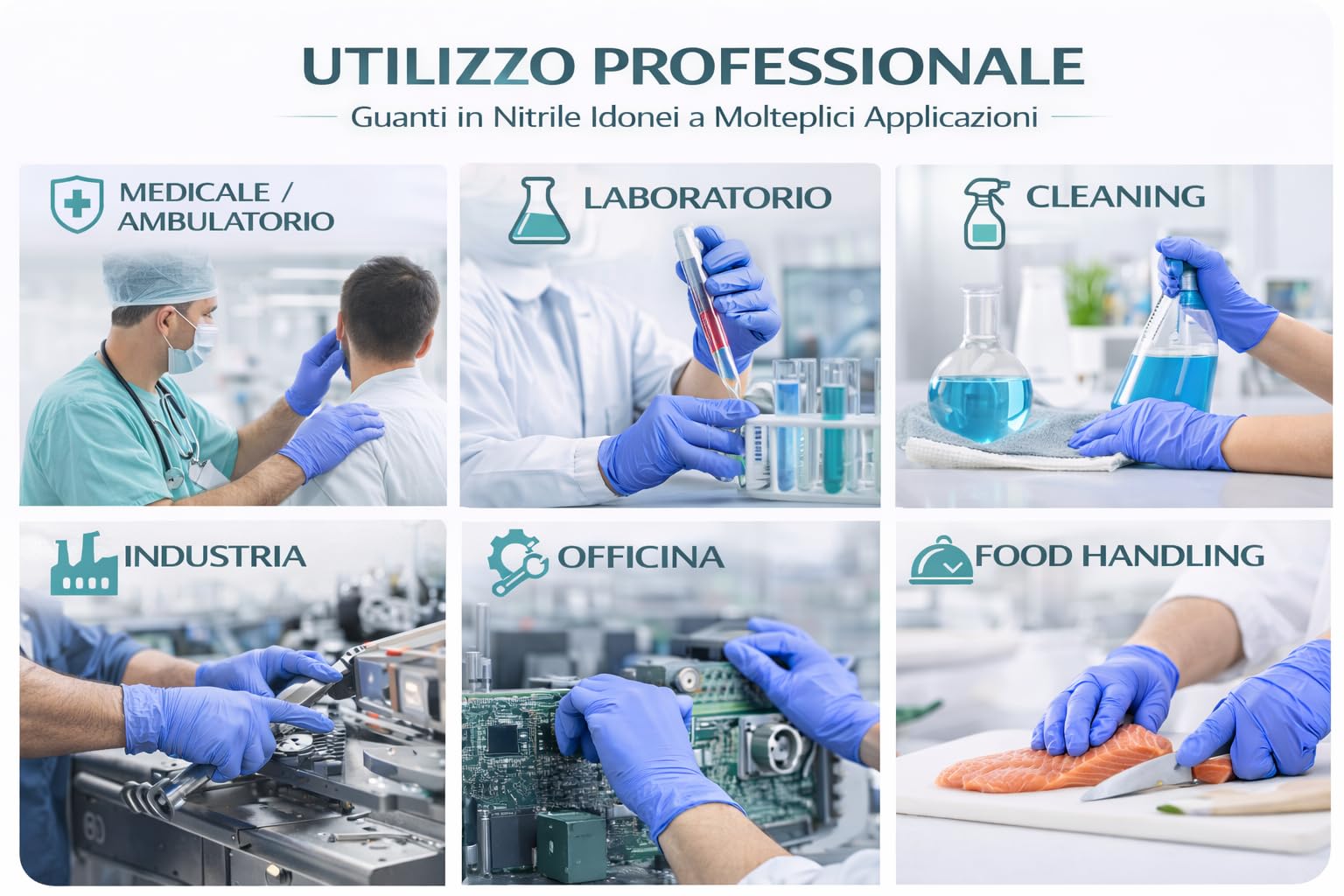 Gef Medica - 1000 Guanti XL in Nitrile Blu Violaceo LINEAR Senza Polvere, Guanti Monouso Ambidestri, DPI III Cat, Uso Medico Alimentare