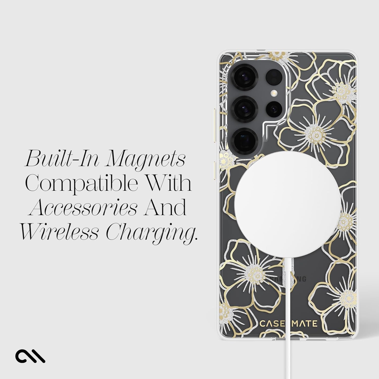 Case-Mate Samsung Galaxy S25 Ultra Case [Magnetic and Wireless Charging] - Sparkly Floral Phone Cover with 12ft Drop Protection - Premium Phone Case for Samsung Galaxy S25 Ultra 6.9" - Floral Gems