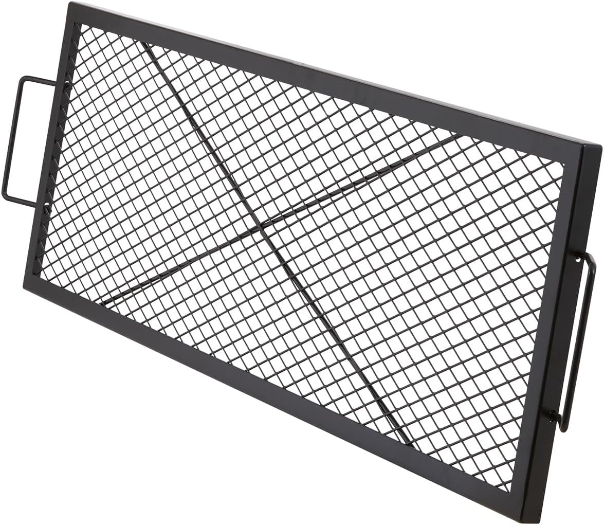 Happybuy 44 Inch X-Marks Fire Pit Grill Grate, Heavy Duty Steel BBQ Cooking Grid with Handle & X Wire, Portable Camping Cookware for Outdoor Parties & Gatherings
