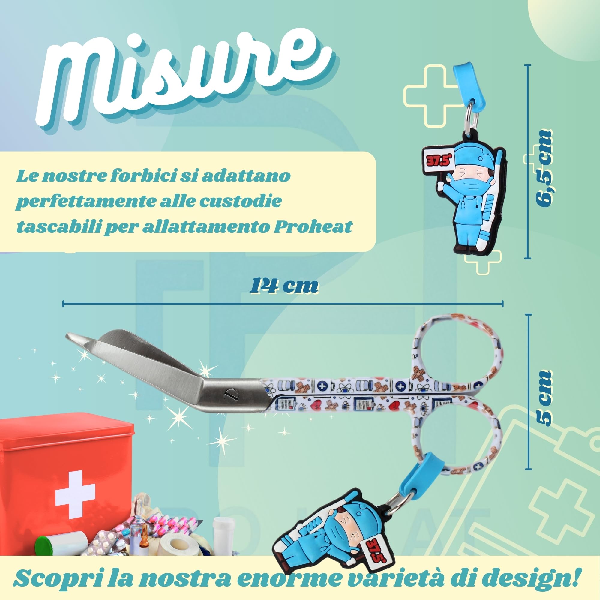 Ph Pro Heat Forbici Infermiere - Forbice Infermiere Professionale Curve per Bendaggio - Accessori Infermieristica.