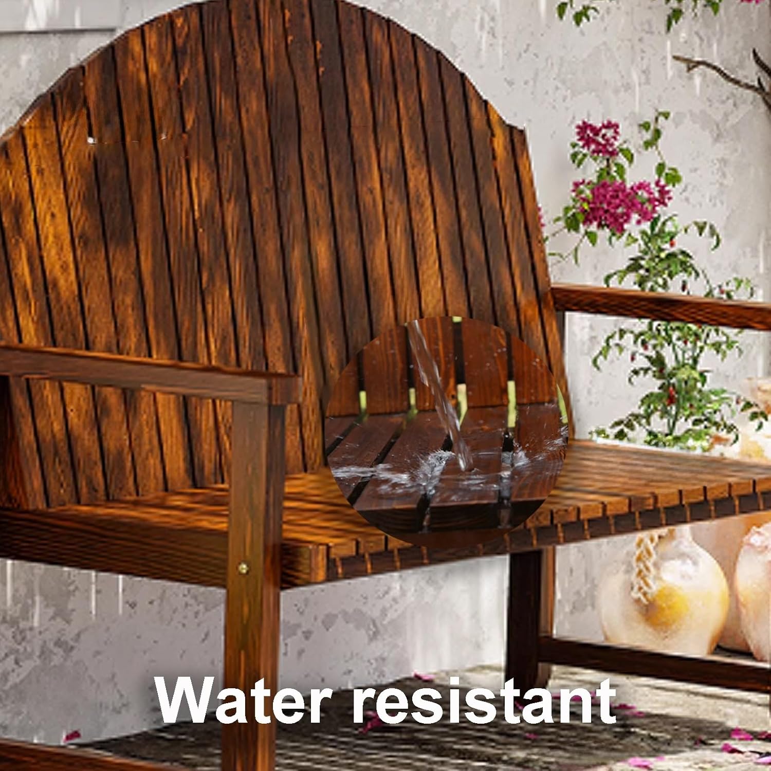 Wooden Park Bench, Garden Bench, Porch Bench Seat, Bench Outdoor Furniture, Patio Bench with Backrest and Armrests for Backyard, Front Porch, Sunroom(Brown,120x50x90cm)