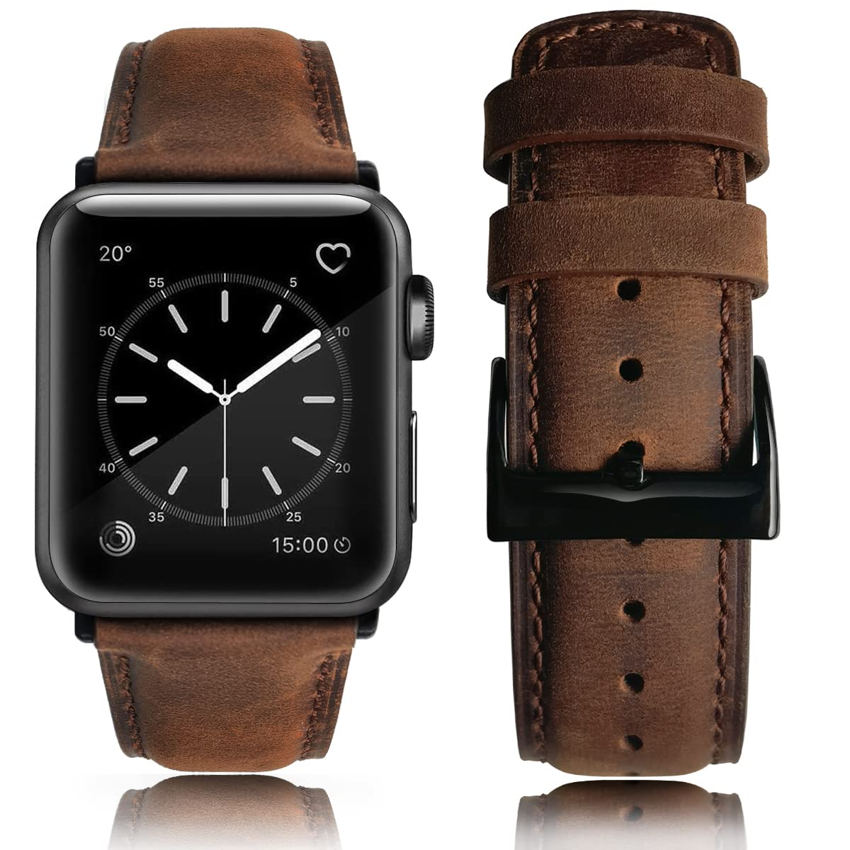 EMITDOOGWatch Strap Genuine Leather Watch Band Crazy Horse Leather Replacement Strap