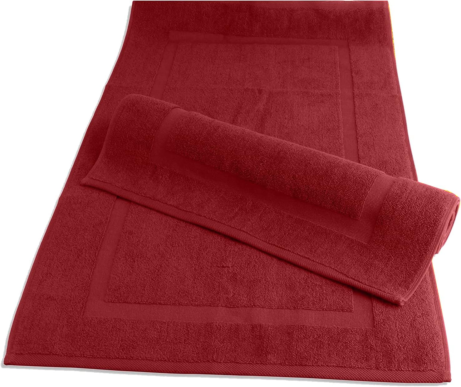 Canadian Linen Red 100 Cotton Bath Mats, 2 Pack 20”x34” 735 GSM Thick Bath Mats for Bathroom