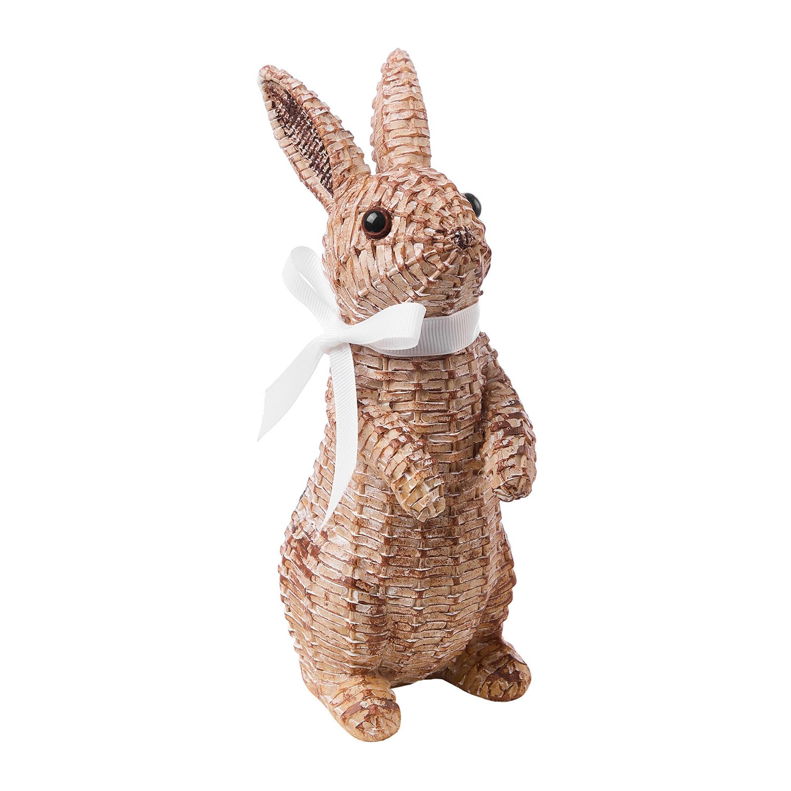 Rattan-Kaninchen-Schleife, Kunstharz-Ornamente für Zuhause, Hof, Rasen, Tischplatte und Osterdekoration, um die Osteratmosphäre zu verbessern, bevorzugte Ostergeschenke (20,6 cm braune