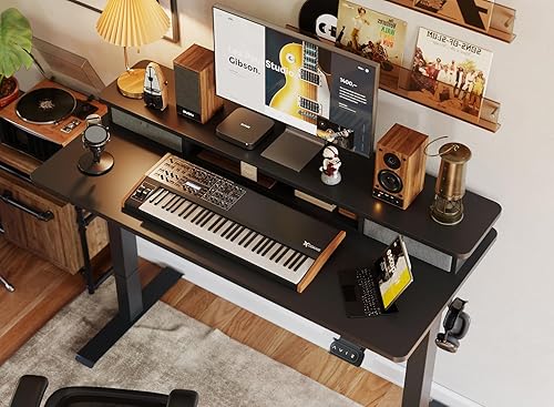 Miniatura 4 de BANTI Escritorio eléctrico de pie con cajones dobles, escritorio de pie de altura ajustable de 60 x 24 pulgadas, escritorio de oficina en casa con