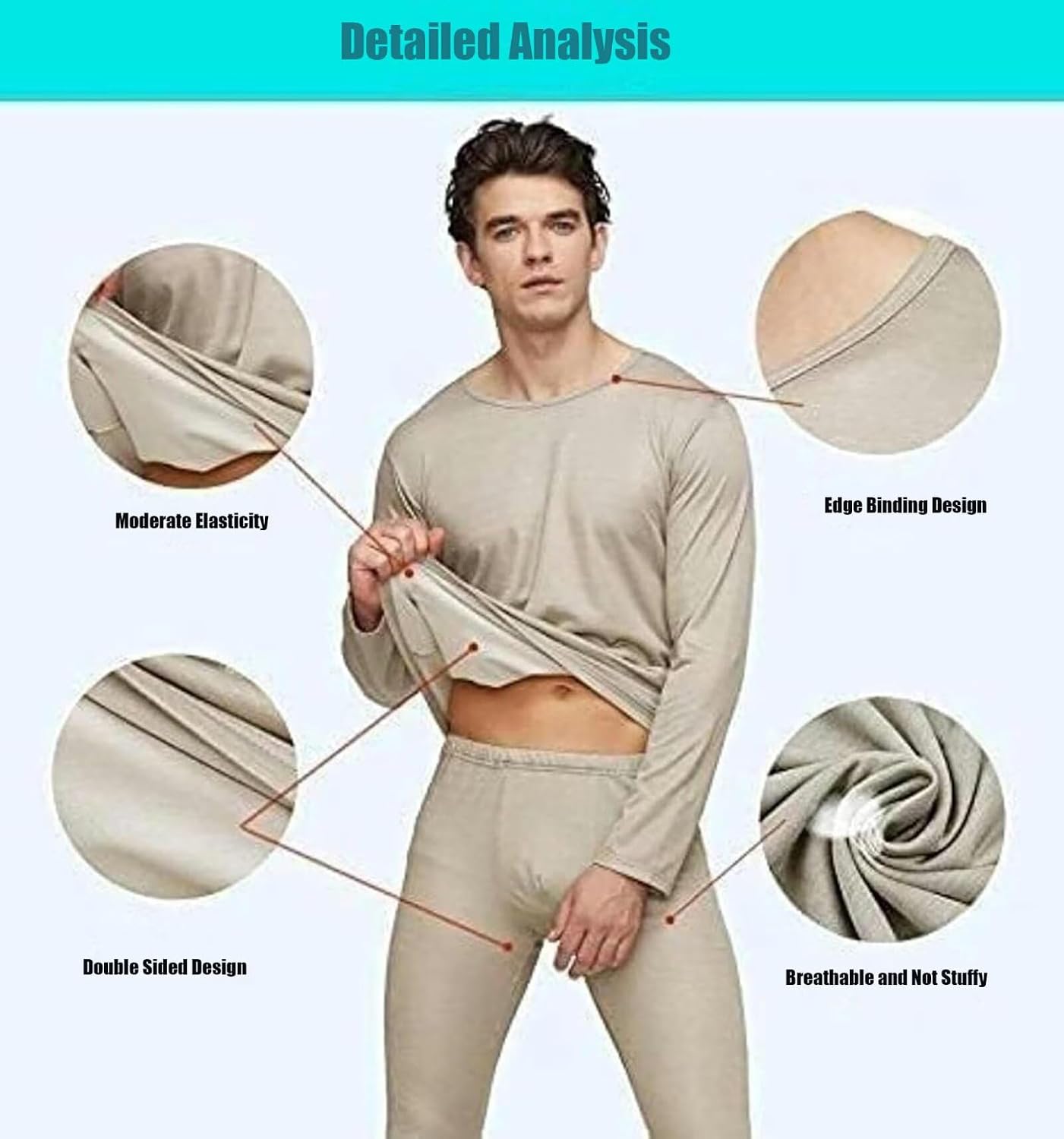 Amerthing Faraday Clothing,Pure Silver Fiber Faraday Fabric,Men's Long-Sleeved Autumn Clothes and Trousers Set