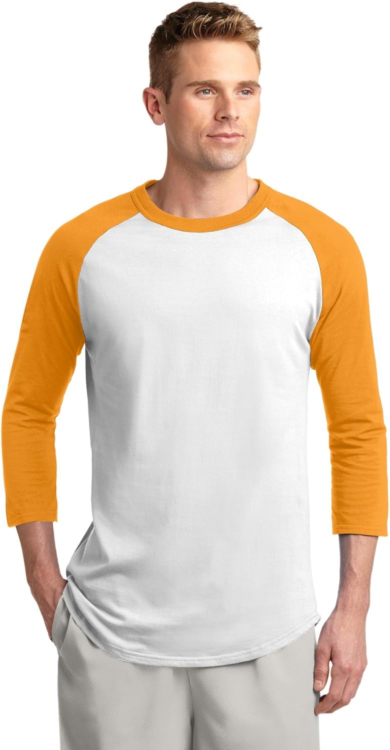 Sport-Tek Men's Colorblock Raglan Jersey 3X-Large White/Gold