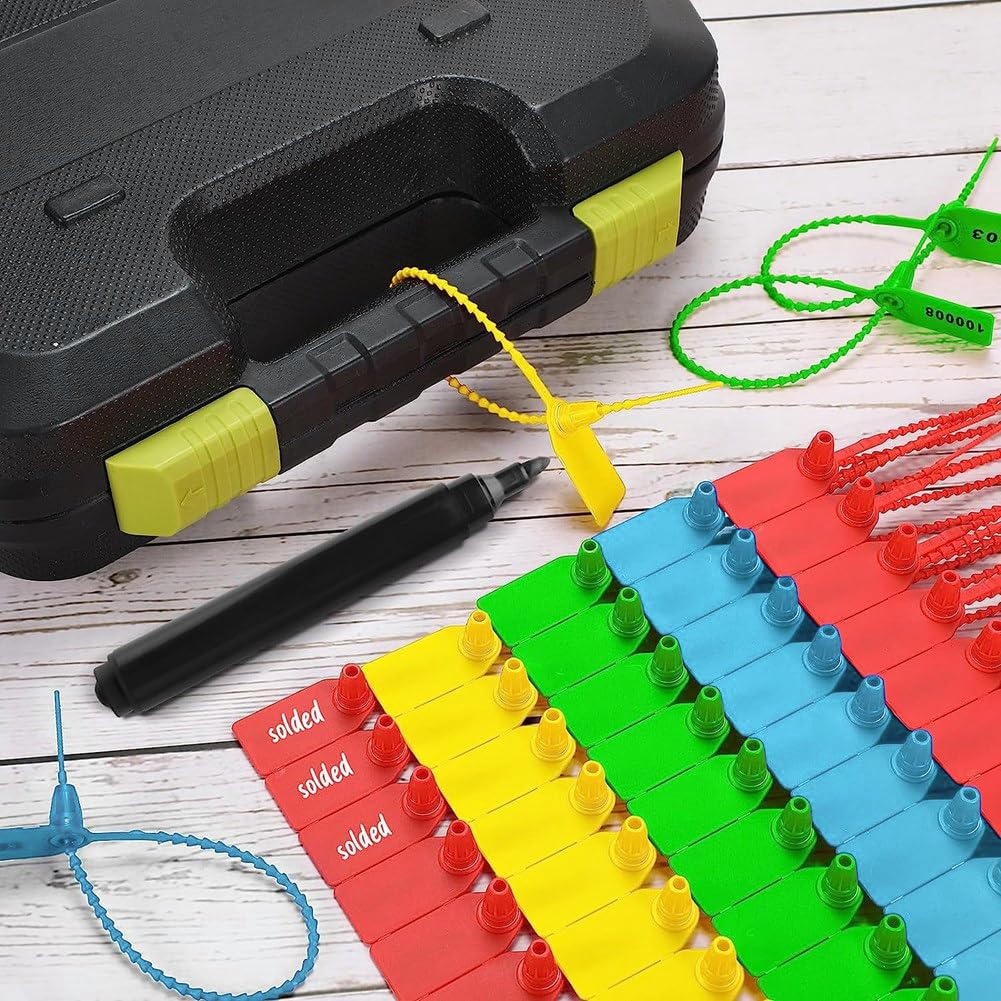 1000 Pezzi Sigilli Antimanomissione Plastica Etichette Estintore Etichette di Sicurezza Sigillate Etichette di Sicurezza Numerate (Giallo) (azzurro)