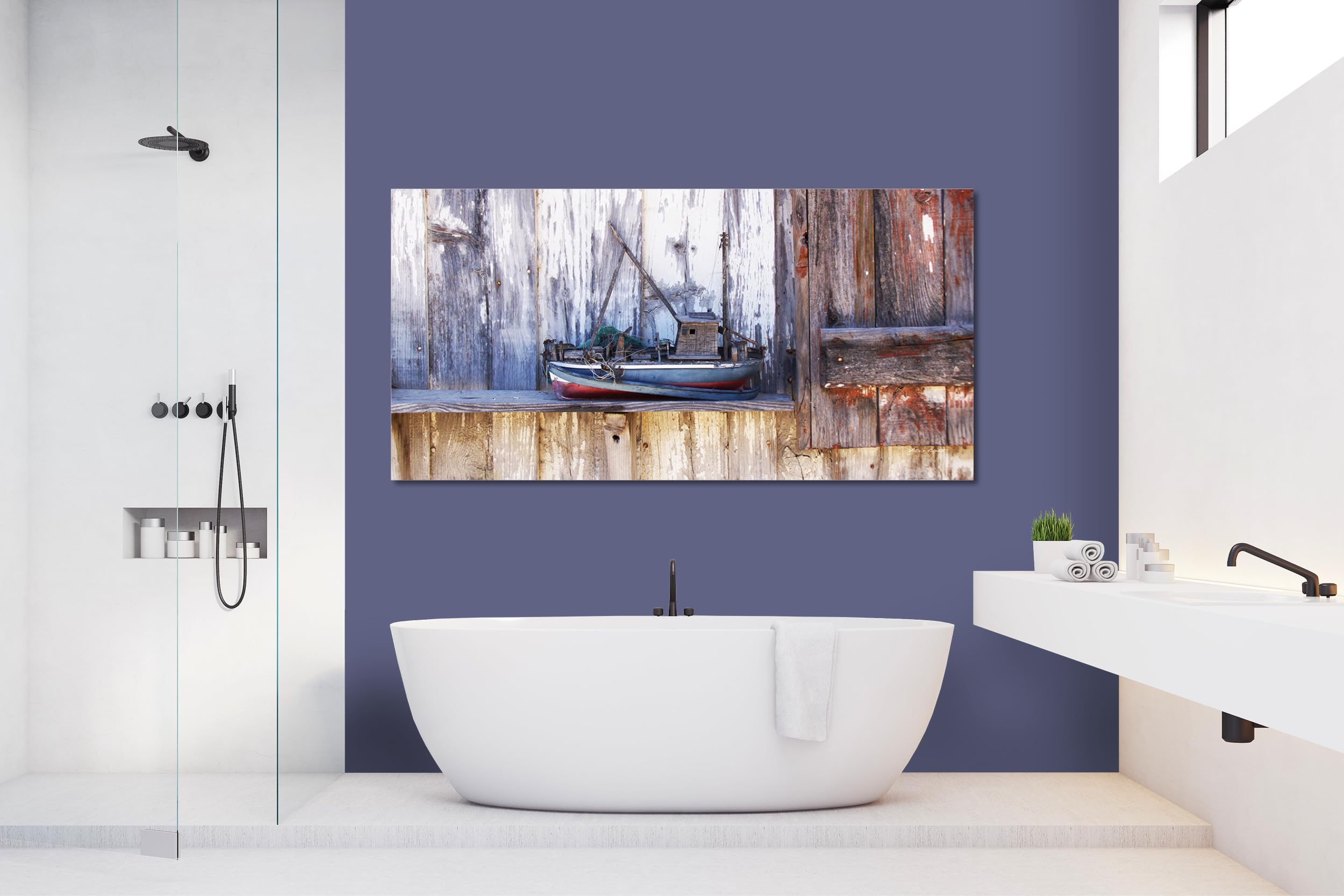 Glücksvilla - Fischerboot 1 (Acrylglas-Bild 5 mm, 80 x 40 cm) | div. Maße - aus DE - Kunstdruck Deko Wandbild quer - Frankreich Bretagne Insel Oléron Boote Schiff Hafen