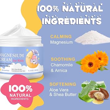 Magnesium Cream for Kids, 150g Magnesium Lotion for Sleep, Topical Body Lotion Apply to Feet, Legs, Arms or Joint, Easy to Absorb