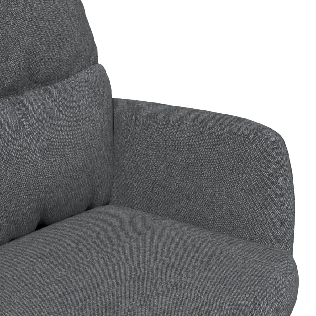 Sillón de relax de tela gris oscuro, silla giratoria para salón y dormitorio, estructura de metal, cómoda silla de lectura, 70 x 77 x 98 cm