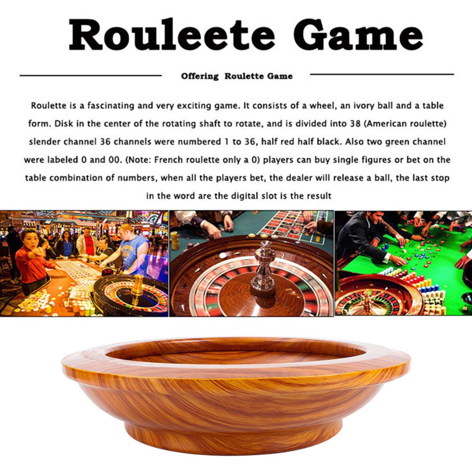 Roulette Gravere, Jeu de Roulette en Bois de Luxe de Classe Casino Russe, 12 Pouces, Roulette Assistée, Jeu de Hasard pour Enfant et Adulte