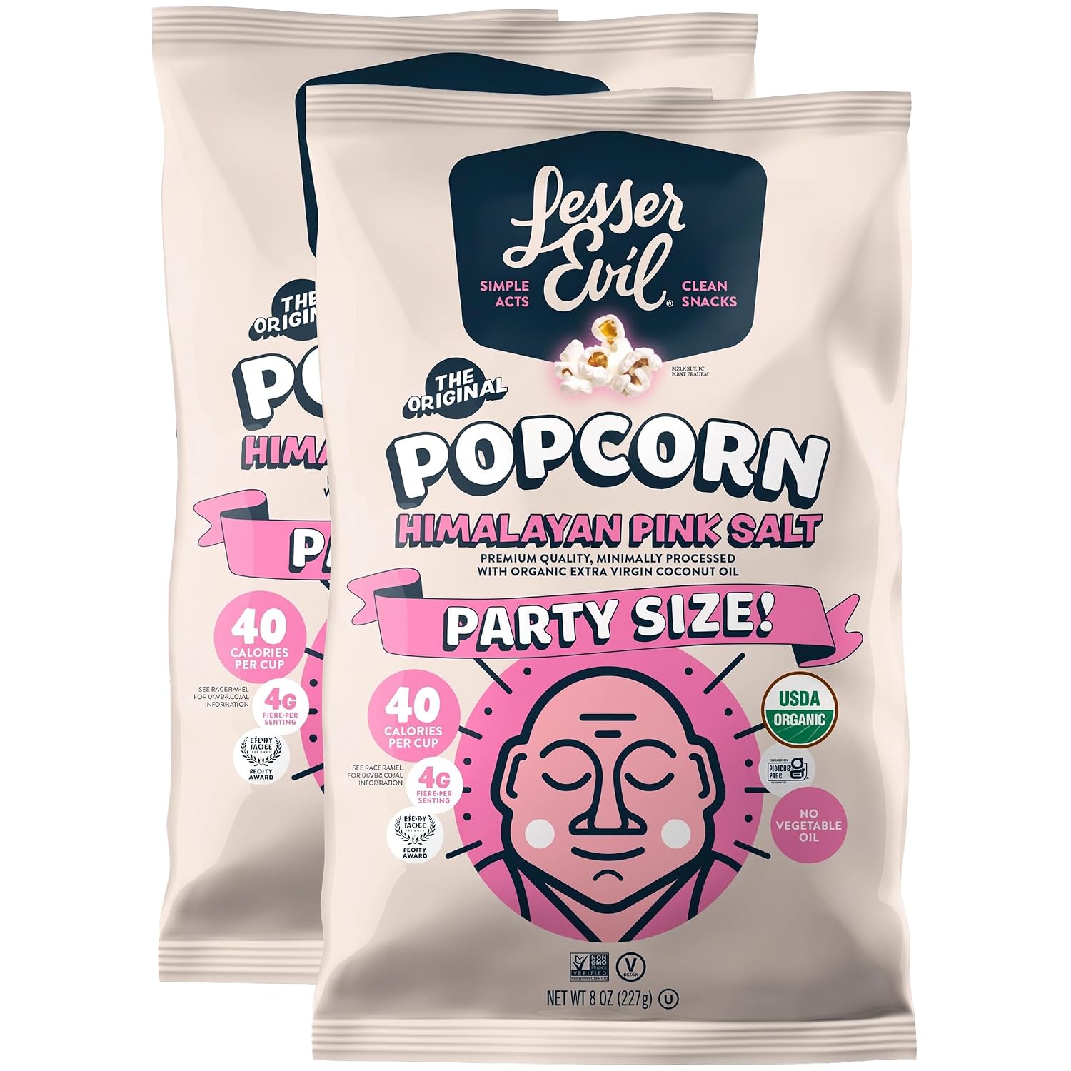 Lesser Evil Organic Pink Himalayan Salt Popcorn 8 OZ (Pack of 2)