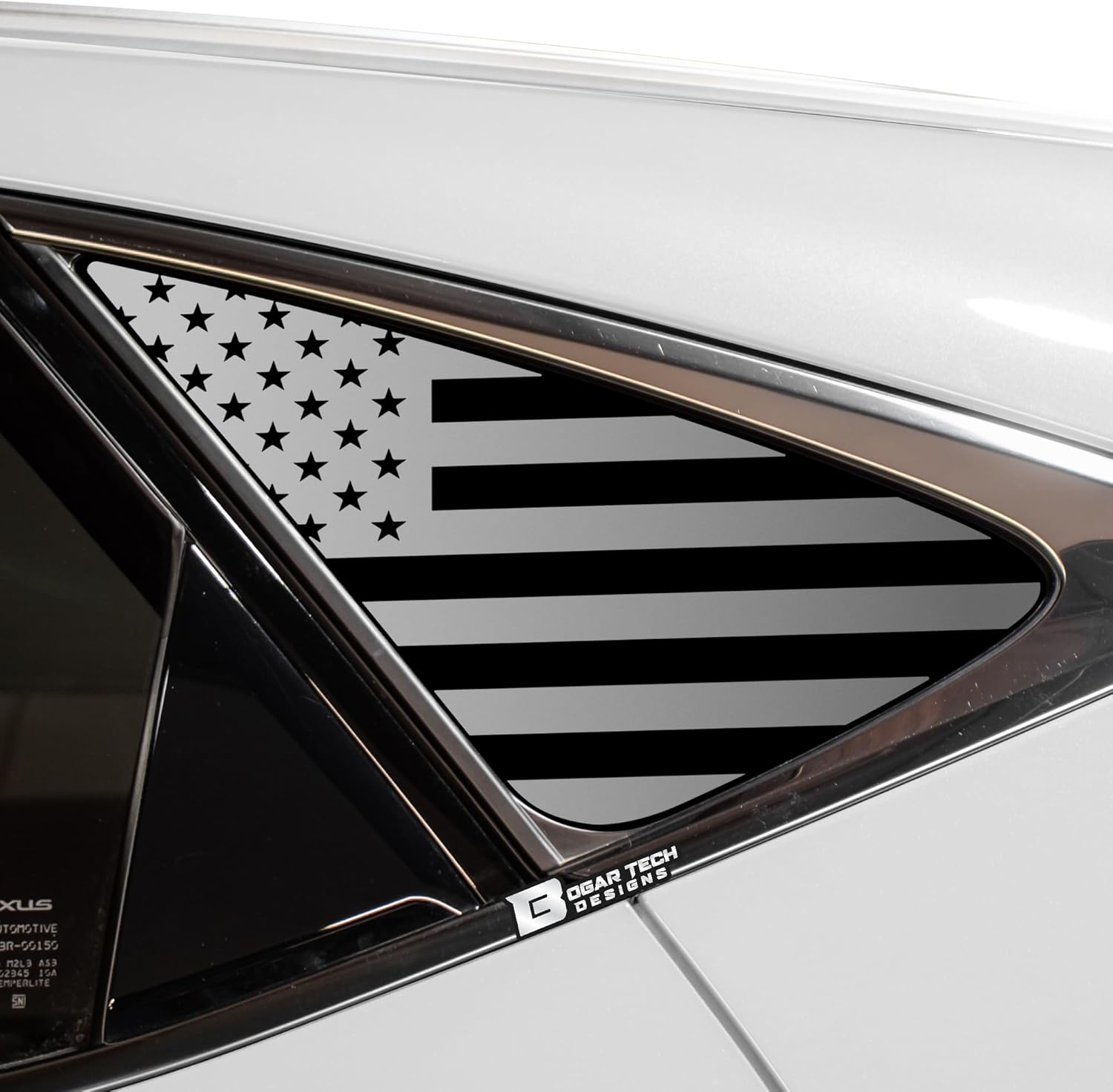 BOGAR TECH DESIGNS Precut Quarter Window American Flag Vinyl Decal Sticker Compatible with Lexus NX 2022-2025, Matte Black