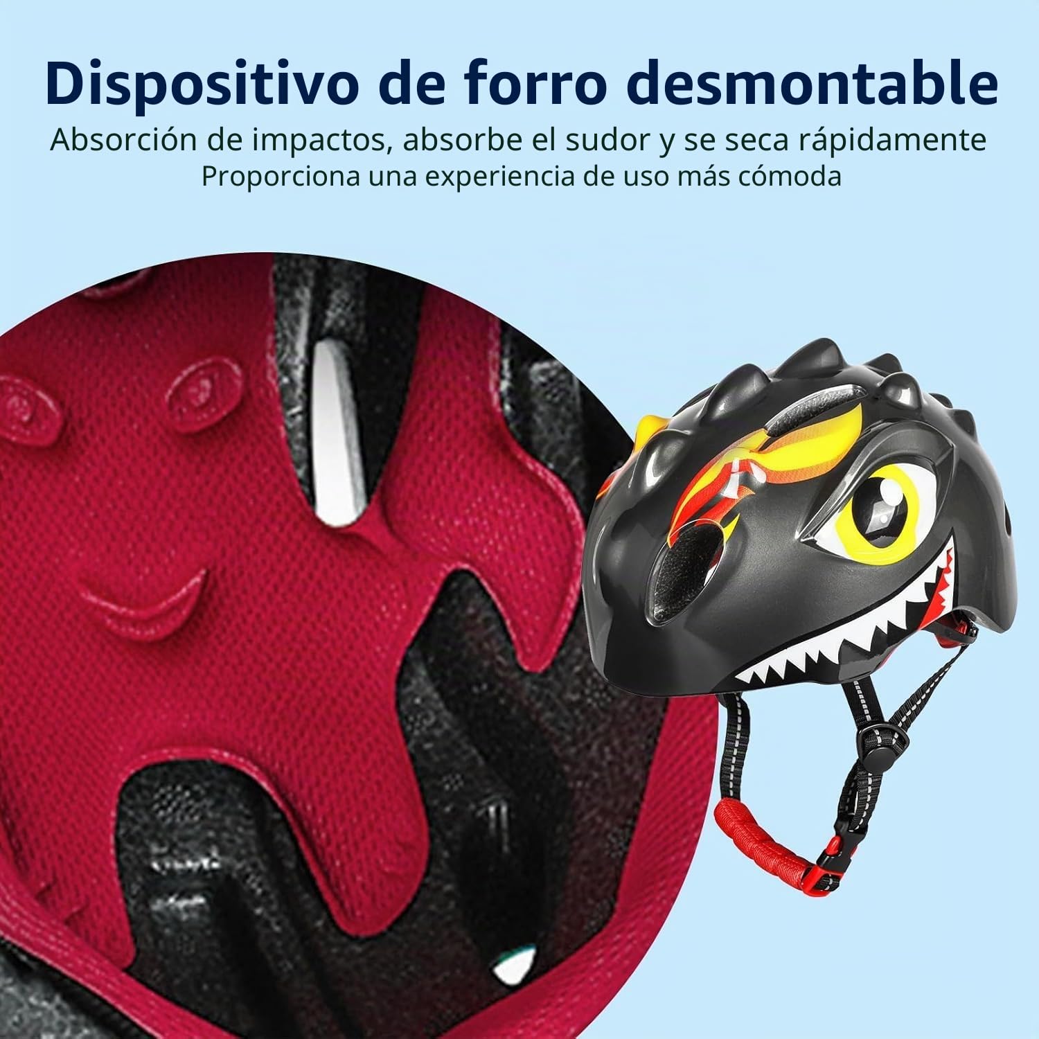 Casco de bicicleta para niños con luz LED, bonito casco de seguridad de dinosaurio 3D para niñas, niños de 3 a 8 años, ajustable y transpirable para niños, para bicicleta, monopatín, patinaje, patinaje