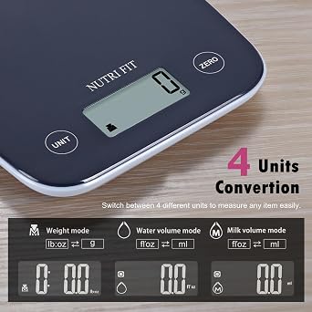 NUTRI FIT Digital Food Scale 11lb Kitchen Scales for Cooking Baking Black