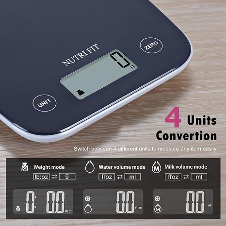 NUTRI FIT Digital Food Scale 11lb Kitchen Scales for Cooking Baking Black