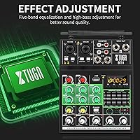 Vista 8 de XTUGA BT4 - Mezclador de karaoke con micrófono inalámbrico, mezclador de audio de 4 canales, consola de tablero de sonido, MP3, Bluetooth, 48V