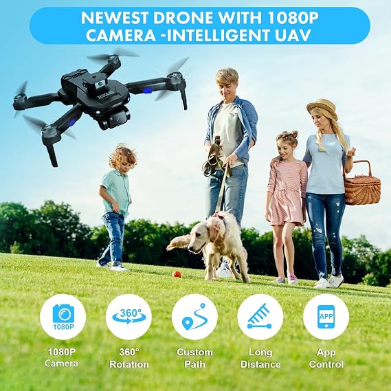 Brushless Drone with Camera for Adults Electric Len, Obstacle Avoidance Drone, Intelligent Follow, Headless Mode, One-button Return/Reset, Gesture Photography, Tap Fly, Auto Hover, Automatic Photography, Foldable Quadcopter for Beginners