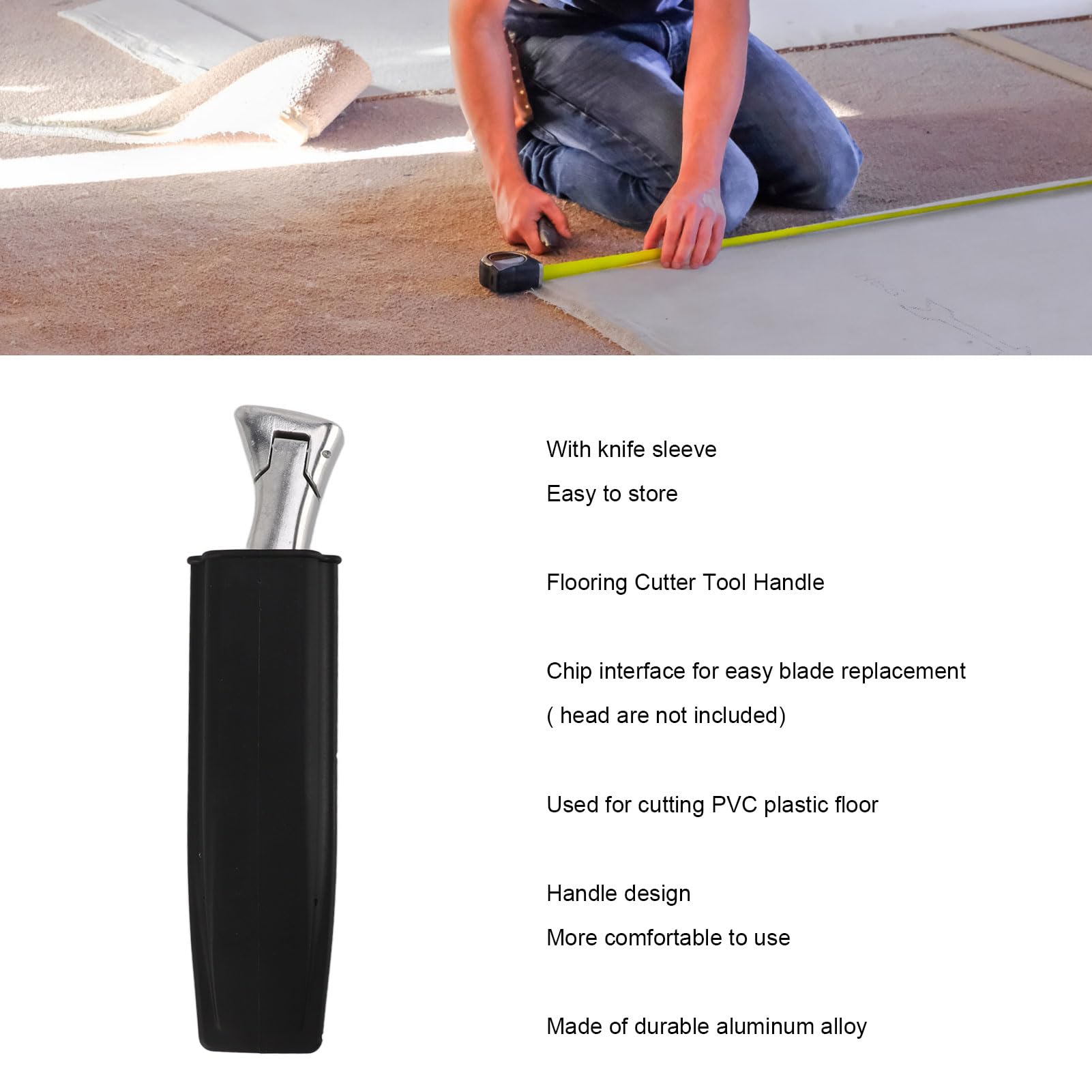 PVC Floor Cutter Tool Handle, Aluminum Alloy Flooring Cutter Tool Handle Comfortable Grip For PVC Plastic Floor Cutting with Design Suitable for Construction