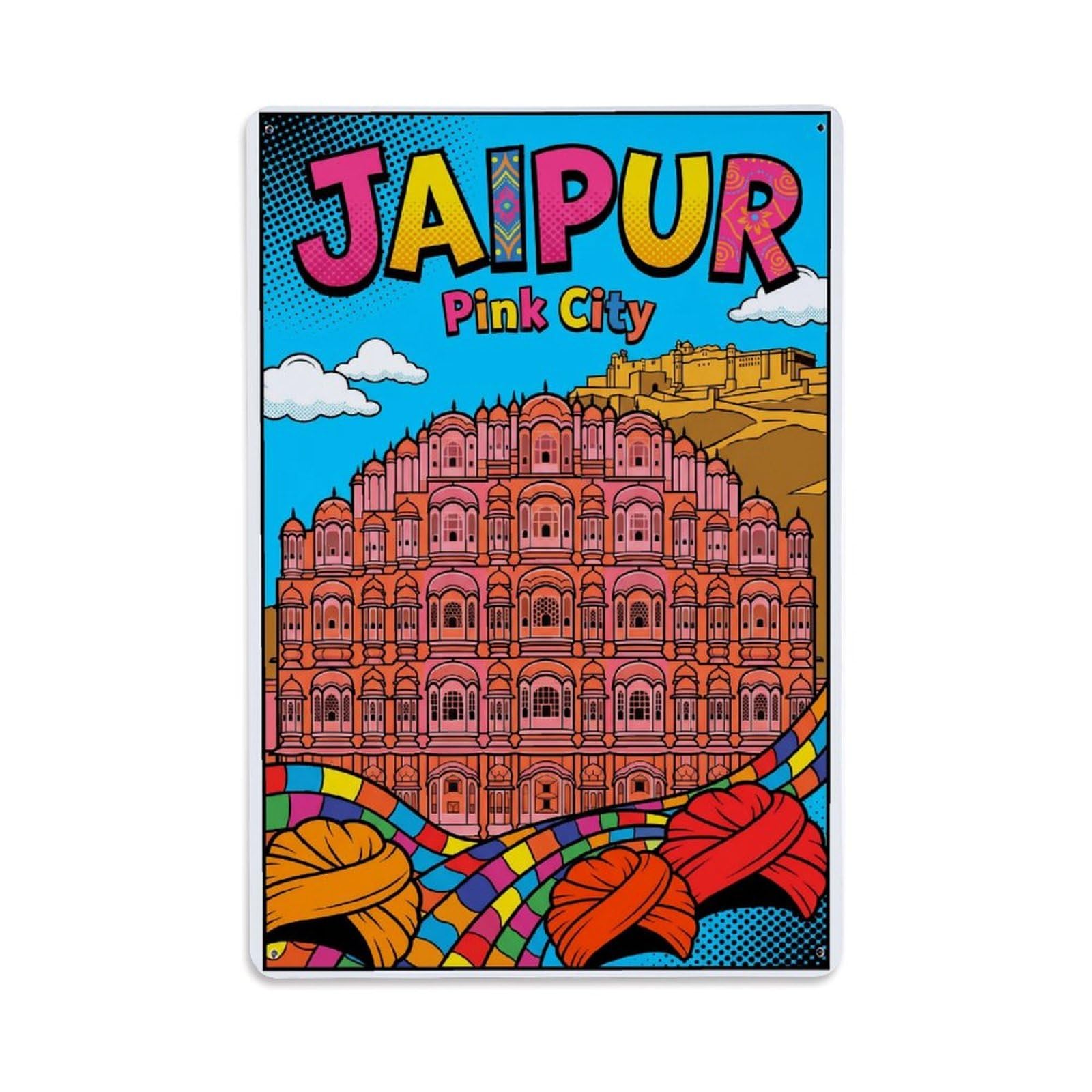 Metal Tin Sign Retro India Jaipur Travel