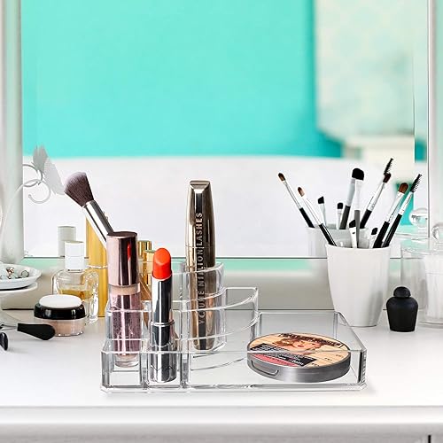 Miniatura 5 de Kryllic Organizador de lápiz labial, organizador de almacenamiento de cosméticos de maquillaje, organizador de plástico transparente con múltiples