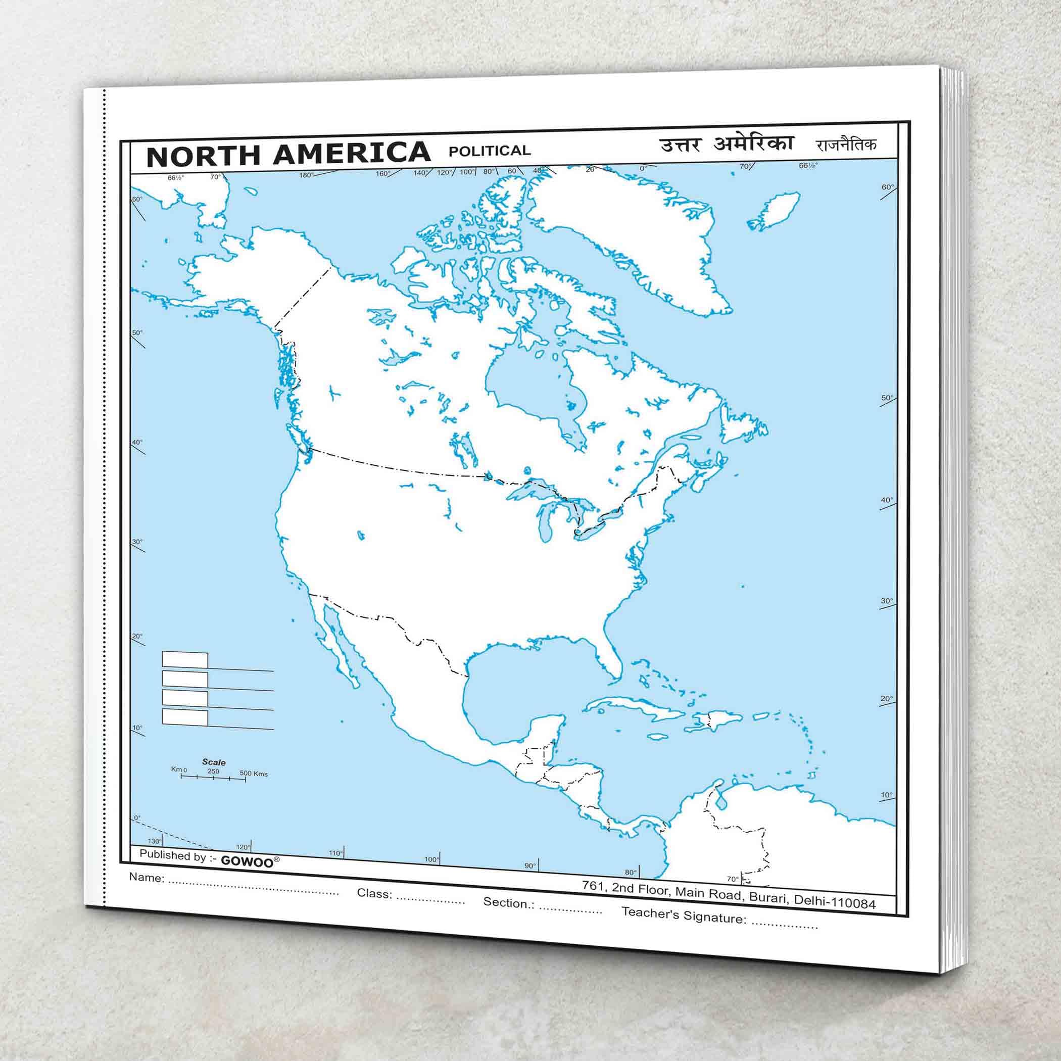 SMALL - 100 NORTH AMERICA POLITICAL OUTLINE MAP FOR SCHOOL|Exploring North America Paperback – 18 June 2024