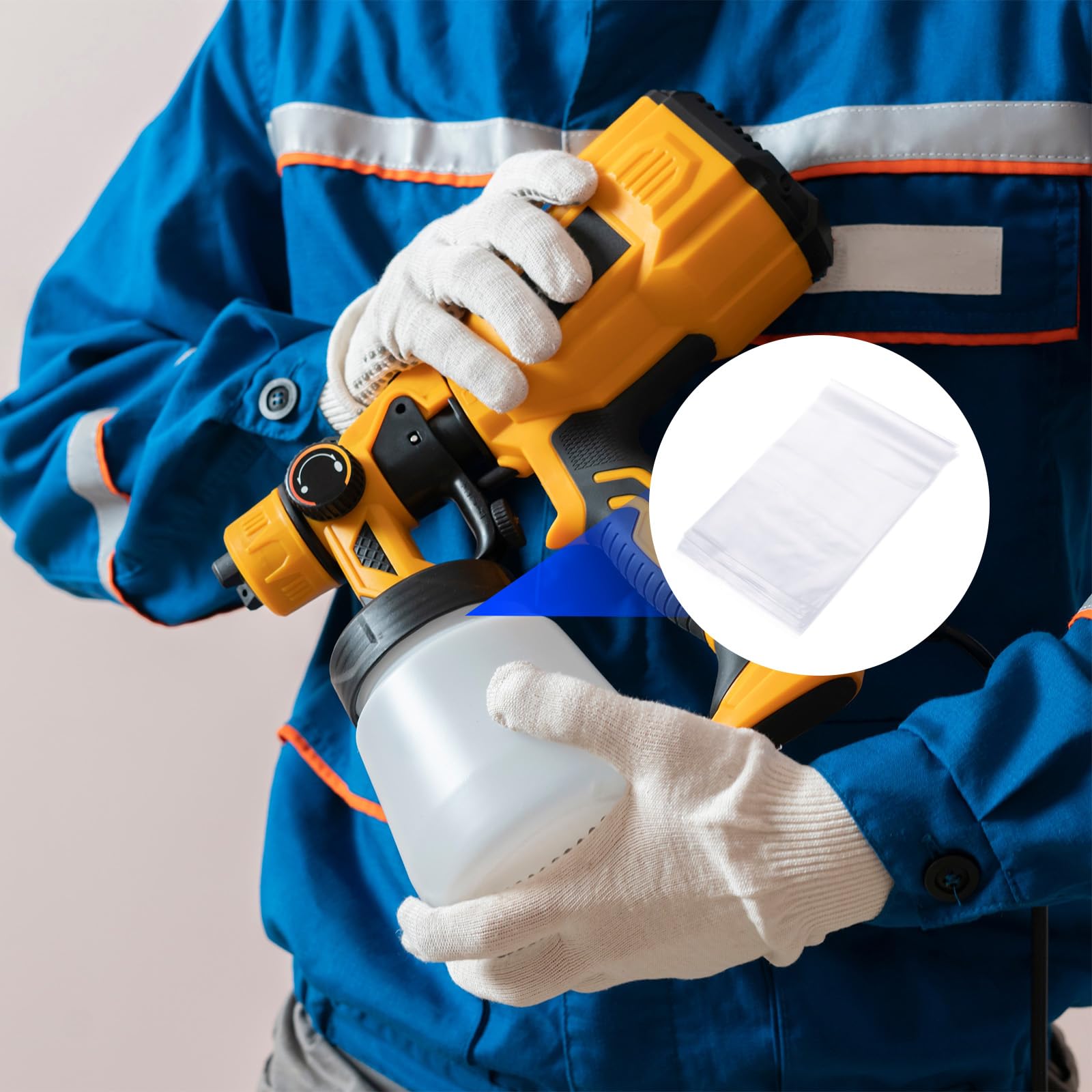 50 PCS Paint Spray Gun Cup Liners - 7x11.8 Inch Disposable Bags, Easy Color Change, Keeps Sprayer Clean