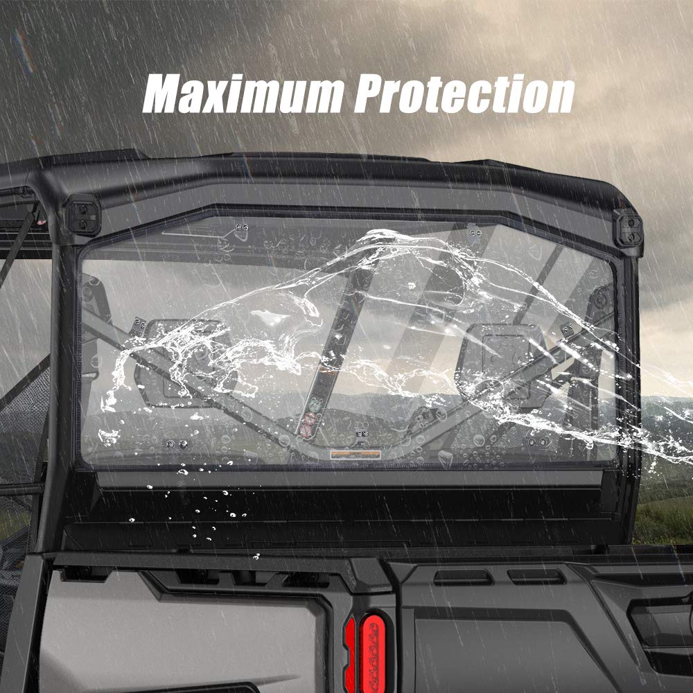 Heavy Duty Defender Rear Windshield, Kemimoto Wind Screen Full Light Tint Back Wind Shelter Compatible with Can-Am Defender HD 5/8 / 10 / MAX 2016 2017 2018 2019 2020