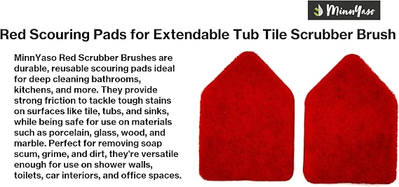 Red Scouring Pads, Fit Extendable Tub Tile Scrubber Brush
