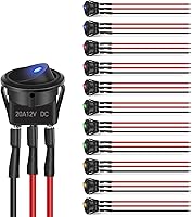 Vista 1 de Nilight Interruptor de palanca basculante de 12 piezas, 3 pines 12V 20A con cable, luz LED redonda, interruptores de encendido y apagado SPST