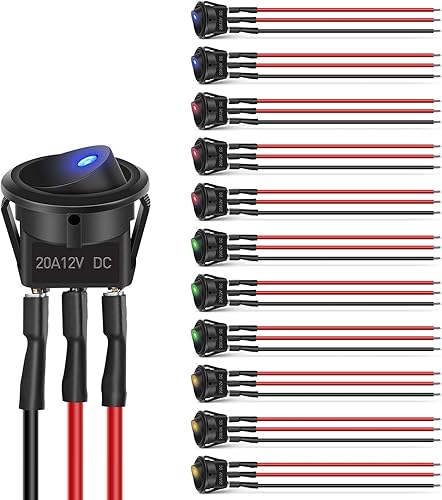 Vista 89 de Nilight 5 interruptores basculantes redondos impermeables con soporte de interruptores de arnés de cableado de 12 V 24 V LED azul iluminado