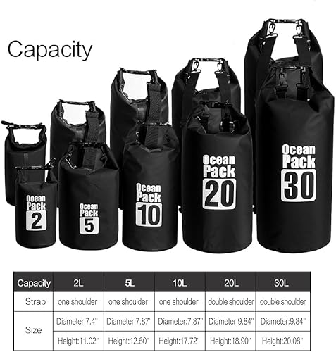 Miniatura 10 de Bolsa seca flotante impermeable Bear Outdoor, para canotaje, kayak, senderismo, snowboard, acampada, rafting, pesca y excursionismo