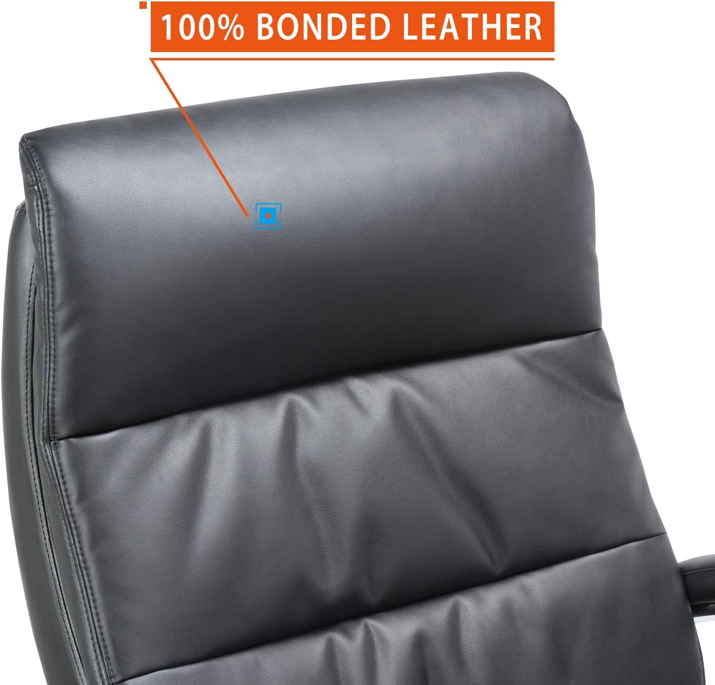 CLATINA Ergonomic Big and Tall Executive Office Chair with Bonded Leather 400lbs High Capacity Swivel Adjustable Height Thick Padding Headrest and Armrest for Home Office Black