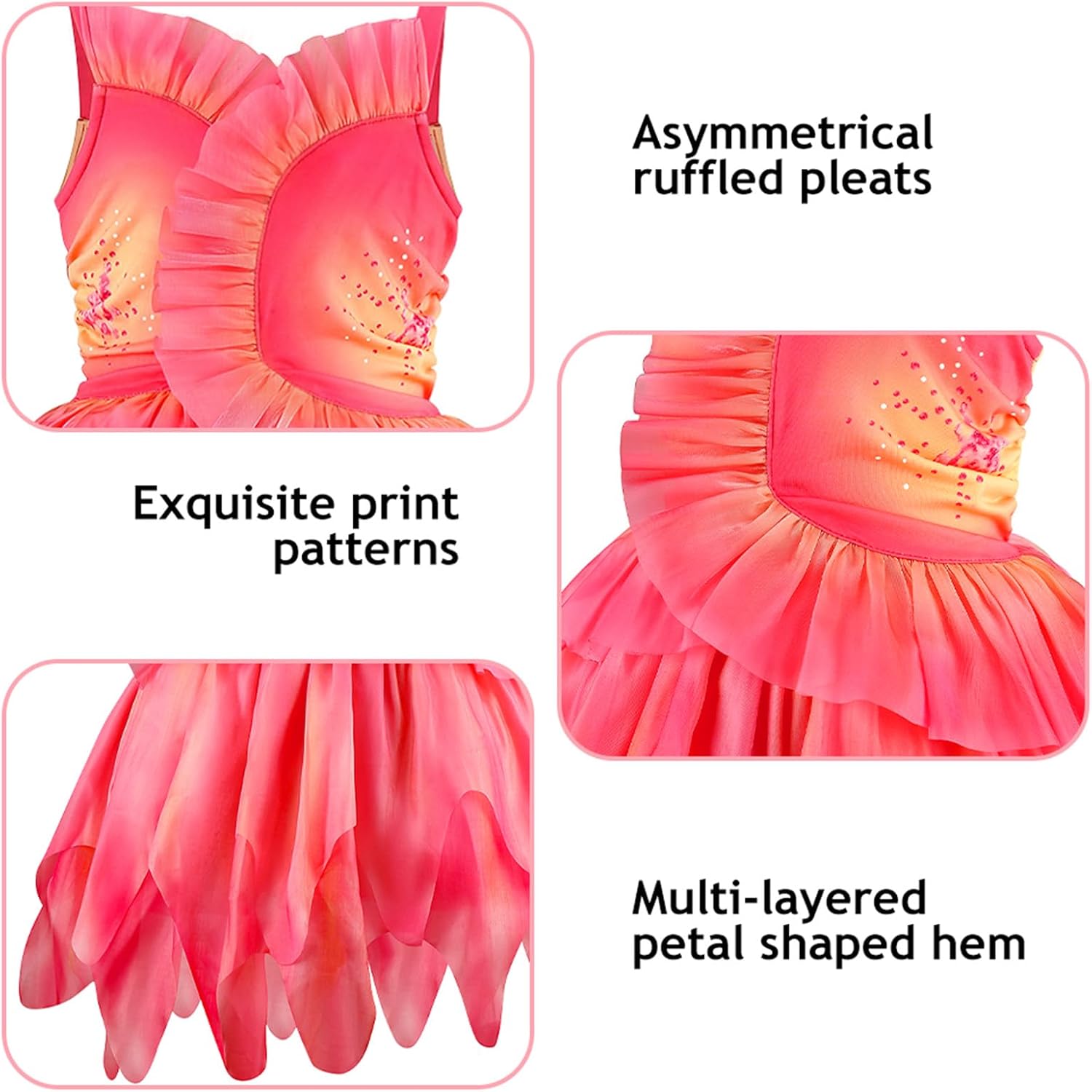 Pink Witch Costume for Girls Halloween Costume Kids Wicked Princess Ruffled Tulle TuTu Dress Cosplay Outfits - Image 3
