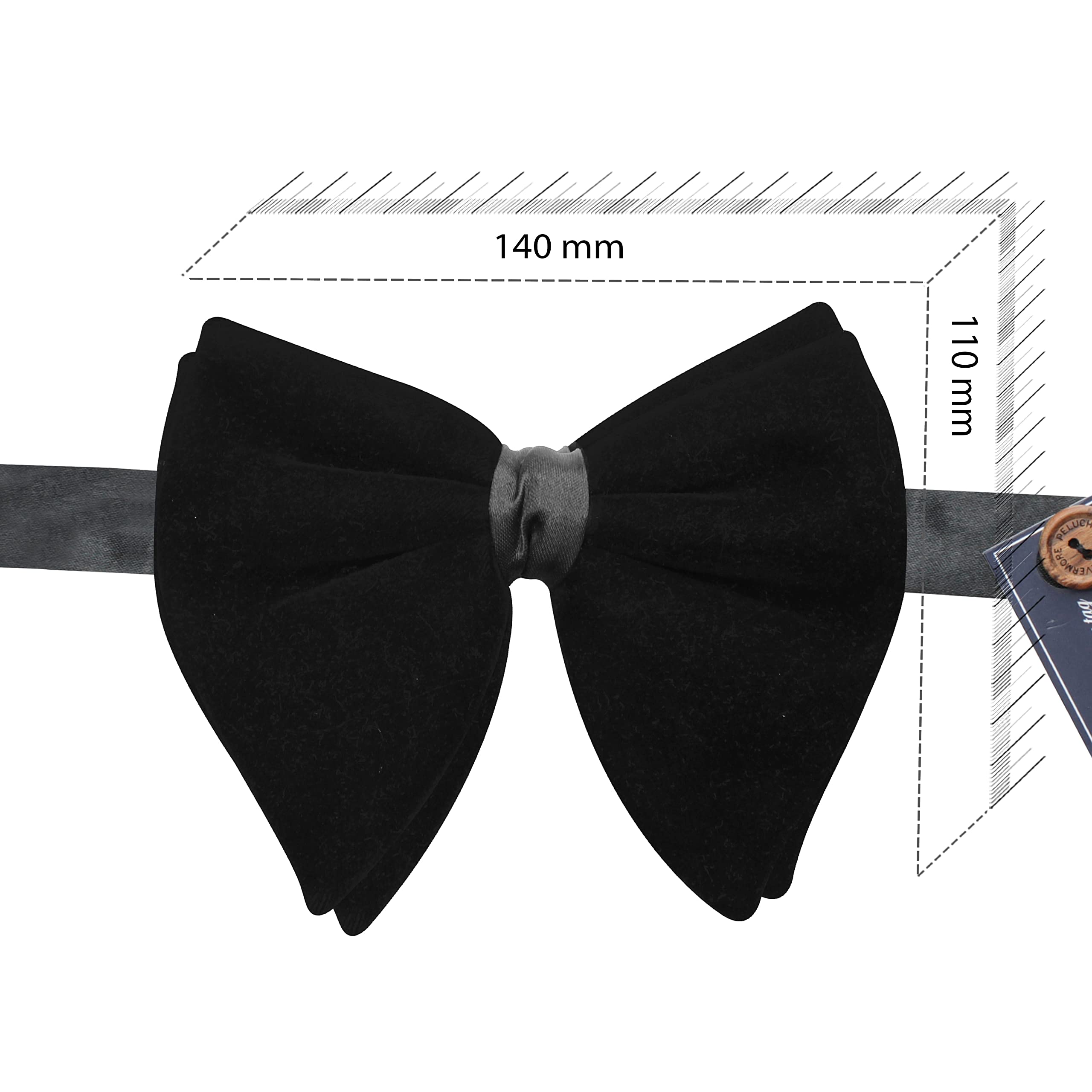 Peluche Solid Essentials Mini Butterfly Black Velvet Bow Tie - Image 2 thumbnail