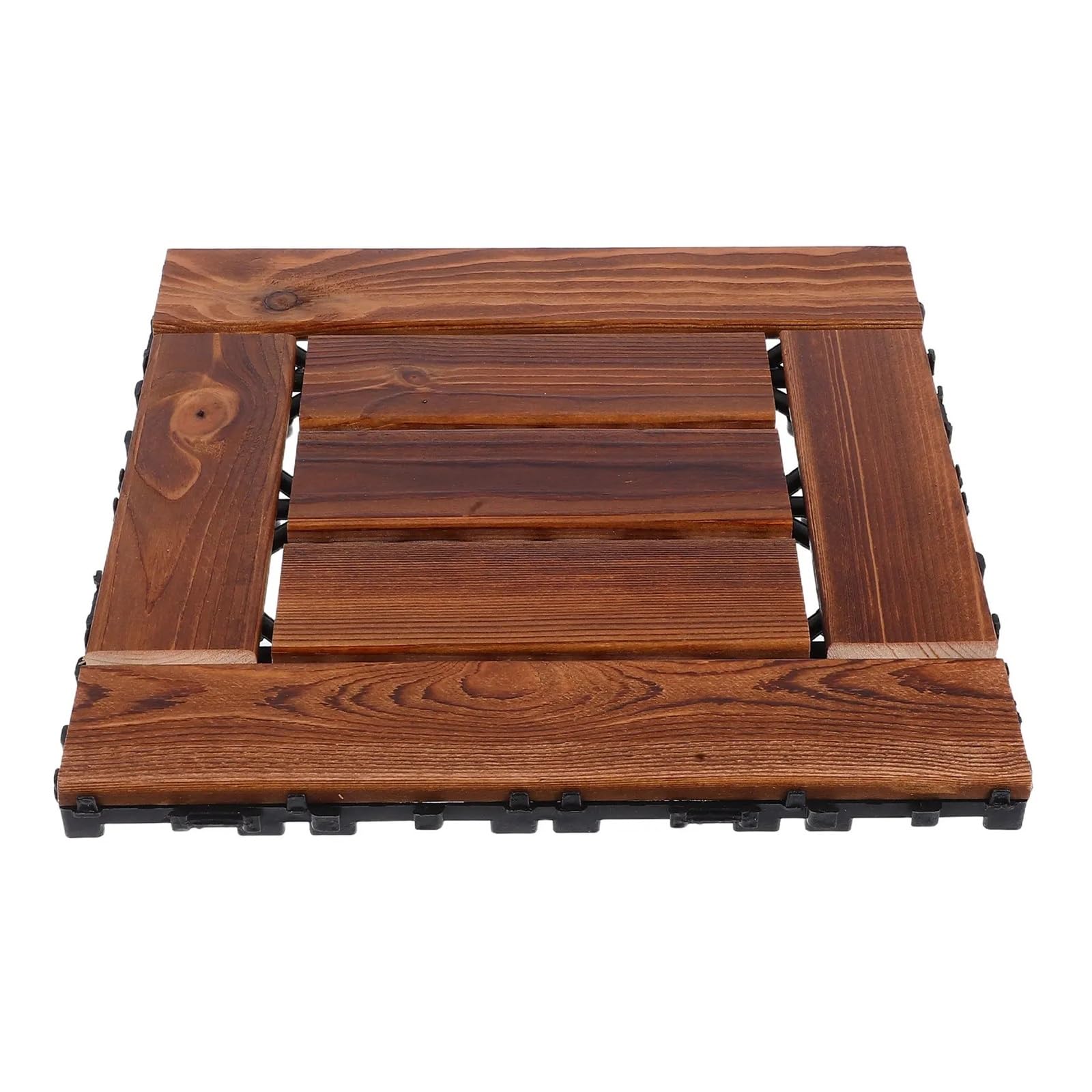 Verdickte, ineinandergreifende Terrassenfliesen, 30 x 30 x 1,5 cm, karbonisierter Holzboden for Garten, Terrasse, Balkon, Außen- und Innenbereiche, strapazierfähig
